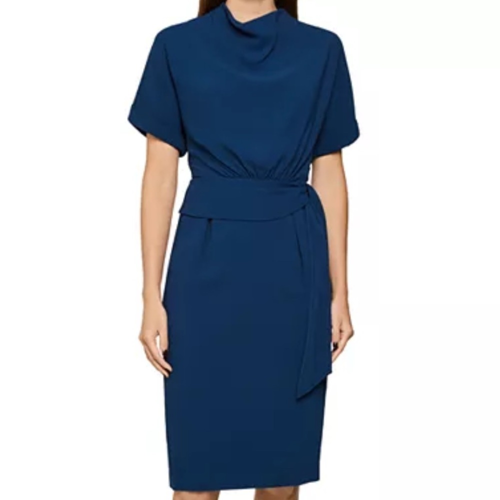 Reiss short sleeve belted dress